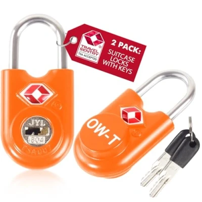 Abbildung von OW Travel Schloss mit Schlüssel Kofferschloss Vorhängeschloss Gepäckschloss Sicherheitsschloss Schlüsselschloss Diebstahl Sicheres Lock TSA für Reisekoffer Spind Rucksack Luggage: 2 Orange