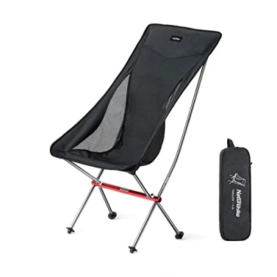 Abbildung von Naturehike Tragbarer Campingstuhl Ultraleichter Klappstuhl, Schnelle Demontage und Montage, Zum Angeln, Picknick, Outdoor, Wandern (Schwarz Large)