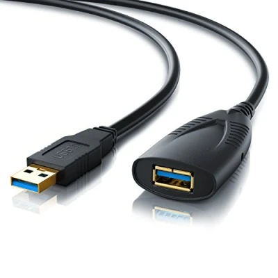 Abbildung von CSL Computer 5m USB 3.2 Gen1 Repeater Verlängerungskabel Extension Cable aktiv mit Signalverstärkung Signalverstärker Super Speed Verlängerung schwarz