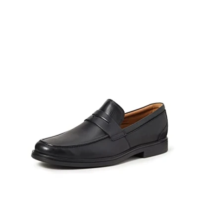 Abbildung von Clarks Herren Un Aldric Step Slipper, Schwarzes Leder, 41 EU