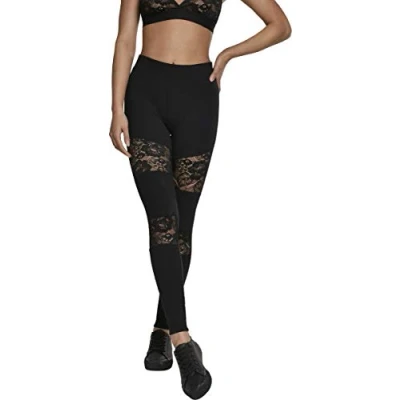 Abbildung von Urban Classics Damen Ladies Laces Inset Leggings, Schwarz (Black 00007), 3XL