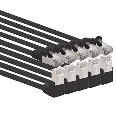 Abbildung von 1aTTack.de 366190 Cat.6 Netzwerkkabel Winkel 90 Grad 2m schwarz 5 Stück Cat6 Patchkabel (SFTP PIMF) 1000Mbit/s Rj 45 Stecker x Meter