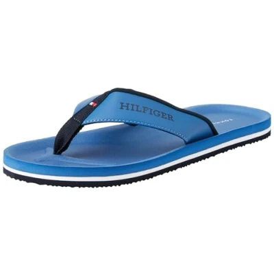 Abbildung von Tommy Hilfiger Herren Flip Flops Comfort Beach Sandal Zehentrenner, Blau (Antique Blue), 40