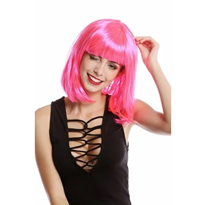 Abbildung von WIG ME UP 0073 3 PC5 Perücke Damenperücke Karneval Longbob Bob schulterlang glatt Pony pink rosa