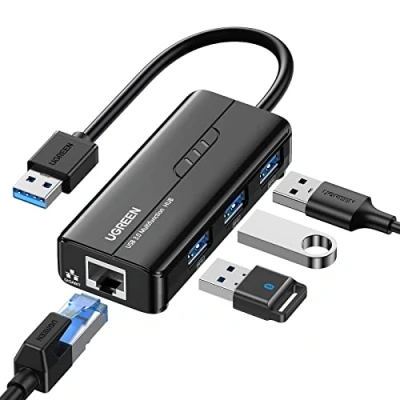 Abbildung von UGREEN USB Hub Ethernet Adapter Gigabit mit 3 3.0 Ports und RJ45 LAN kompatibel MacBook, MAC Pro, Mini, iMac, Surface Flash Drive unter Windows 11/10/8, Linux, OS
