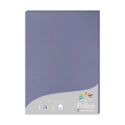 Abbildung von Clairefontaine 24219C Packung mit 25 Blatt Briefpapier Pollen DIN A4 21x29,7 cm, 210g, ideal für Ihre Einladungen und Korrespondenz, Premium glattes Papier, Vergissmeinnichtblau, 1 Pack