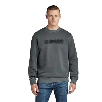 Abbildung von G Star Distressed LOGO Sweatshirt, Herren, Größe: Medium, Dk black gd