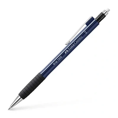 Abbildung von FABER CASTELL 134599 Druckbleistift GRIP 1345 black, Härtegrad B, Minenstärke 0.5 mm, mit integriertem Radiergummi, 1 Stück