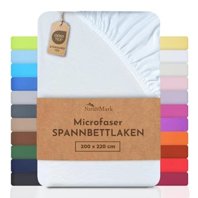 Abbildung von Mikrofaser SPANNBETTLAKEN zum Sparpreis! viele Größen und Farben Markenware (Bettlaken 200 x 220 cm, Weiß)