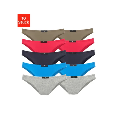 Abbildung von H.I.S 10 PACK Slip, Damen, Größe: 40, Rot marine blau khaki grau meliert