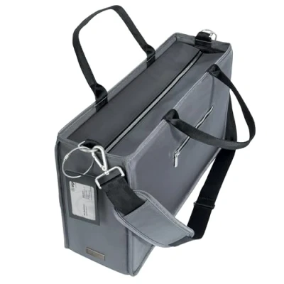 Abbildung von SIGEL BA413 Desk Sharing Bag Premium, Organizer für mobiles Arbeiten, sehr sicherer Stand, wasserabweisend, Reißverschluss Tragegriffe Schultergurt, Laptops bis 17,3 Zoll, dunkelgrau, Large 50x28x15cm