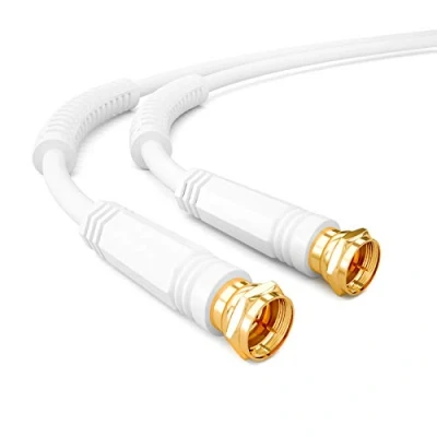 Abbildung von HB DIGITAL 1,5m Antennenkabel SAT TV 8K 4K UHD Koxial Satelliten Kabel Anschlusskabel F Stecker DVB S2 DAB+ Radio Mantelstromfilter 2x Ferritkern weiss