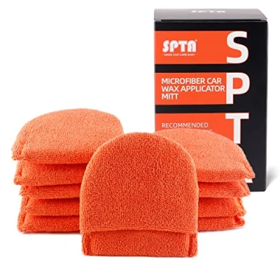 Abbildung von Mikrofaser Wachs Applikator, SPTA 10Pcs 125*120mm Ultra Weiche Applikator Pads Schaumschwamm mit Fingertasche Detailing für Autos und Reinigung