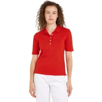 Abbildung von Tommy Hilfiger Damen Poloshirt Kurzarm 1985 Reg Pique Polo Ss Regular Fit, Rot (Fierce Red), XXS