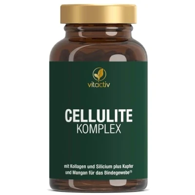 Abbildung von VITACTIV Cellulite Komplex Vegane Bindegewebe Kapseln Hochdosiert mit Kollagen, Aminosäuren, natürlichem Bambus Silicium und Vitaminen, 90