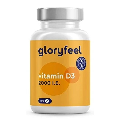 Abbildung von Vitamin D3 2000 I.E. 400 Tabletten (13 Monate) hochdosiert Das Sonnenvitamin für Immunsystem &amp; Knochen* 100% reines Cholecalciferol Laborgeprüft ohne Zusätze in Deutschland hergestellt