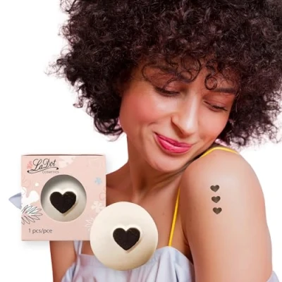 Abbildung von LaDot Tattoo für Kinder und Erwachsene, temporäre hautfreundliche fake Tattoos, Stempel ohne Nadeln Körper Arm, wasserfest, Keramikstempel Herz