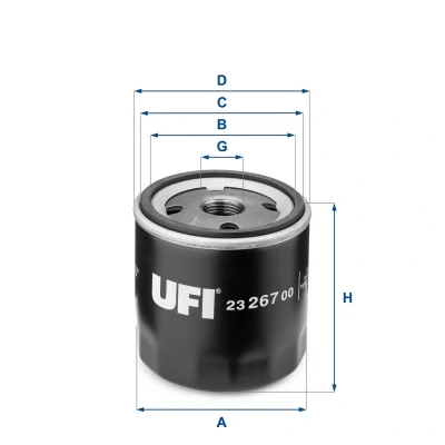Abbildung von UFI 23.267.00 Ölfilter 3/4 16 UNF mit einem Rücklaufsperrventil Anschraubfilter FORD: Galaxy Mk3 MPV, KUGA 2, FOCUS 3, VOLVO: V50, V40 Hatchback