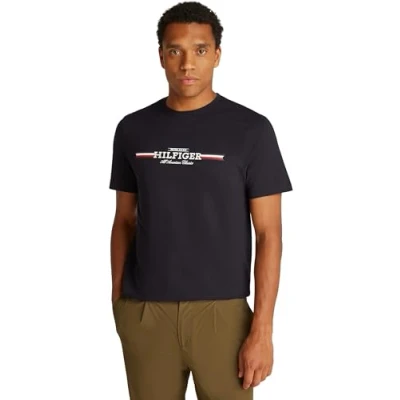Abbildung von Tommy Hilfiger Chest Stripe TEE Tshirt print, Herren, Größe: Small, Desert sky