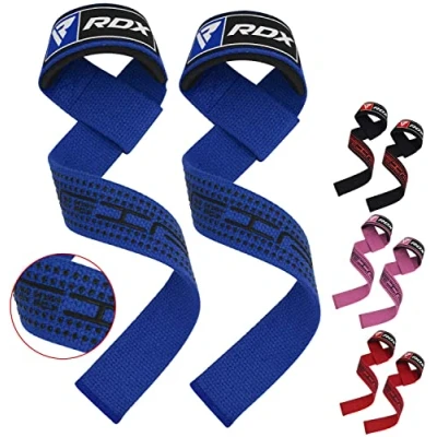 Abbildung von RDX Zughilfen Krafttraining Lifting Straps, 60CM Lang Profi Gym Bodybuilding Kreuzheben Gewichtheben Zubehör, 5MM Gepolstert Handgelenkschutz Griff, Fitness Powerlifting Deadlift Grip, Männer Frauen