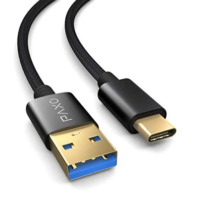 Abbildung von PAXO USB C Kabel 2m, 10 Gbit/s (1,25 GByte/s), 3.2 Gen2 (3.0, 3.1), Typ Ladekabel und Datenkabel, schwarz