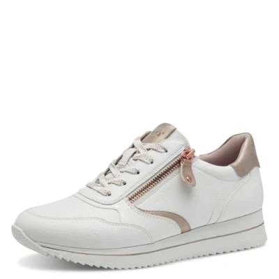 Abbildung von Jana Damen Sneaker flach mit Reißverschluss Vegan, Weiß (White/Rosegold), 41 EU