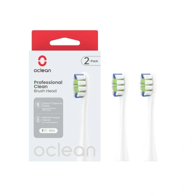 Abbildung von Oclean Bürstenköpfe Professional Clean 2 pack, DuPont Borsten Ersatzbürsten kompatibel mit elektrische Zahnbürste, W Shape Zahnbürstenkopf Zungenreiniger, Weiß
