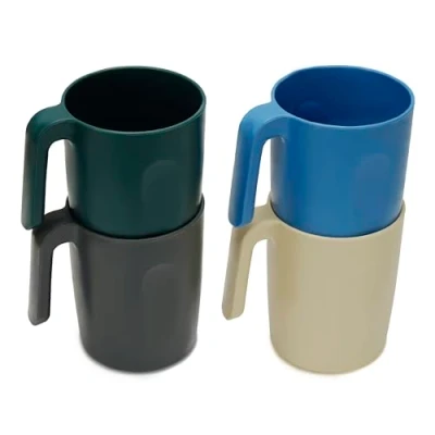 Abbildung von Belle Vous 4 tlgs Becher Plastik Set 400 ml Unzerbrechliche Wiederverwendbare Plastikbecher mit Henkel BPA Freie für Heißgetränke &amp; Kaltgetränke Mikrowellen Spülmaschinenfest Camping