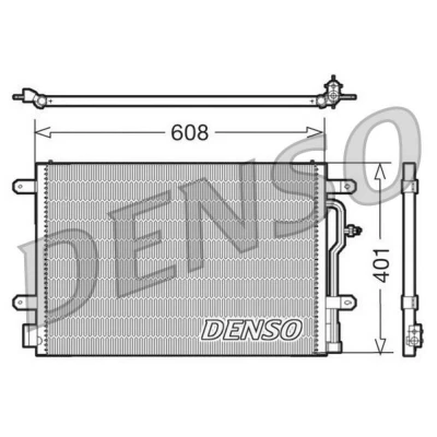 Abbildung von DENSO DCN02012 Klimakondensator ohne Trockner 608x401x16 R 134a 608 AUDI: A4 B6 Saloon, B7 Avant, SEAT: Exeo ST, Saloon