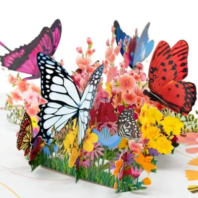 Abbildung von LIMAH® Pop Up 3D/Beeindruckende Schmetterling und Blumen Karte für Frauen zum Geburtstag, Hochzeit, Valentinstag Muttertag/Motiv Schmetterlingswiese/In Bunt