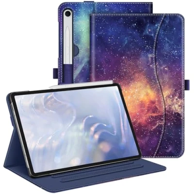 Abbildung von Fintie Hülle für Samsung Galaxy Tab S9 FE 10.9 Zoll/Tab 11 Zoll 2023 Tablet, Multi Winkel Folio Schutzhülle mit Dokumentenfach und Auto Schlaf/Wach Funktion, Die Galaxie