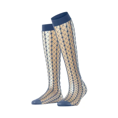 Abbildung von FALKE Damen Kniestrümpfe Paradise Net W Kh transparent gemustert 1 Paar, Blau Smoky Blue 6483, 35 38