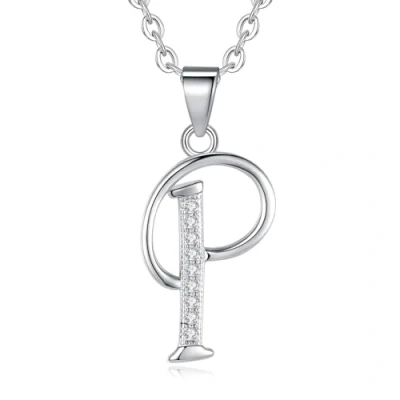 Abbildung von VIKI LYNN Sterling Silber 925 Kette Halskette mit und Zircon Buchstabe Alphabet P Anhaenger