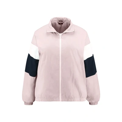 Abbildung von Urban Classics Curvy Ladiescrinkle Track Windbreaker, Damen, Größe: Small, Darkrose/navy/white