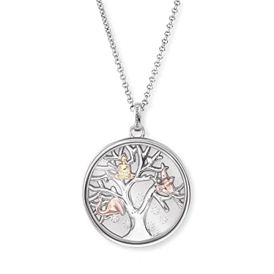 Abbildung von Engelsrufer Damen Halskette mit Lebensbaum Anhänger aus Sterling Silber Zirkonia in der Farbe Tricolor, Länge: 42 + 4 4cm, ERN FLYTREE ZI TR