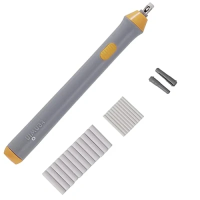 Abbildung von Elektrischer Radiergummi, batteriebetriebener Radiergummi Kit mit 22pcs zusätzlichen austauschbaren Gummis für Künstler, automatischer tragbarer Bleistift zum Skizzieren (grau)