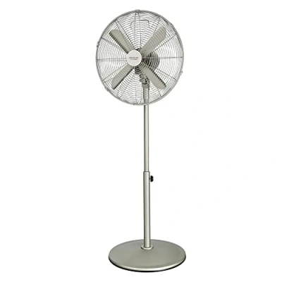 Abbildung von Cecotec Standventilator EnergySilence 610 Steelstyle. 50 W, Stahl Finish, Durchmesser 40,6 cm mit 4 Flügeln, 3 Geschwindigkeiten, Oszillation, höhenverstellbar, maximale Sicherheit