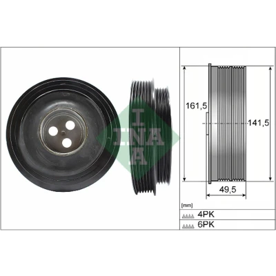 Abbildung von INA 544 0166 10 Kurbelwellenriemenscheibe 161,50, 141,50 FORD: Transit V363 Minibus, Mk6 Van, Platform / Chassis