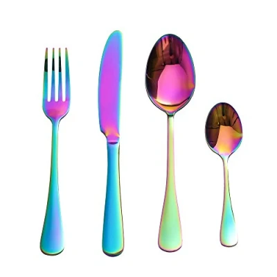 Abbildung von LEKOCH Bunte 4 teilig 18/10 Edelstahl Besteck Set (Regenbogen)
