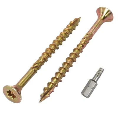 Abbildung von SKIR&#039;CO (100 Stück) Universal Verzinkter Stahl 4,0 x 45 mm Gelb Holzschrauben Senkkopf Torx Kopf Typ 17 Spanplattenschrauben (100, mm)