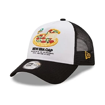 Abbildung von New Era Truckerkappe, Cap, Basecap Pizza Food Pack Kollektion weiß, schwarz Snapback Verschluss One Size