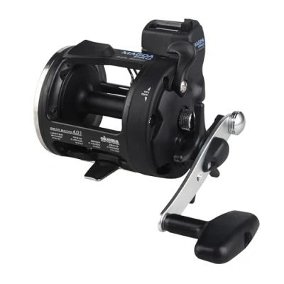 Abbildung von Okuma MA 45DX Magda Pro Line Counter Levelwind Schlepprolle, Größe S, Schwarz/Silber