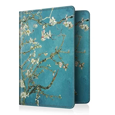 Abbildung von Fintie Reisepass Impfpass Schutzhülle Premium Kunstleder Reisepasshülle Travel Organizer mit RFID Blockier für Kreditkarten, Ausweis, Reisedokumente Damen Herren, Mandelblüten