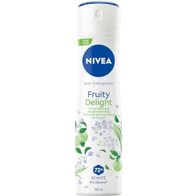 Abbildung von NIVEA Deo Spray Fruity Delight Limited Edition, Deodorant mit 72h Anti Transpirant Schutz, Antitranspirant einer Duftkomposition aus grünem Apfel und Maiglöckchen (150 ml)