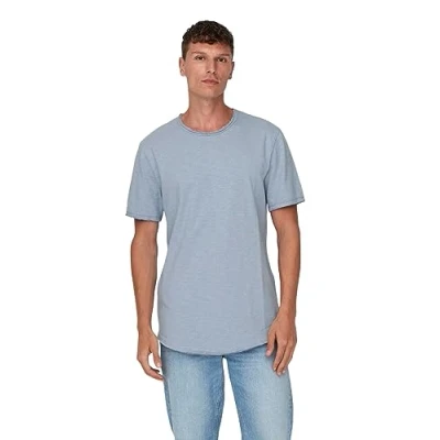 Abbildung von ONLY &amp; SONS Herren Rundhals T Shirt ONSBENNE LONGY Regular Fit XS S M L XL XXL, Größe:XS, Farbe:Eventide 22017822