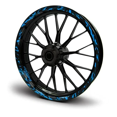 Abbildung von 16 teiliges Set Felgenrandaufkleber Sticker für Motorrad Auto Felgen Future Design Komplett Felgenaufkleber 15&quot; 16&quot; 17&quot; 18&quot; 19 Zoll MR017 (Neon Blau, Glanz)
