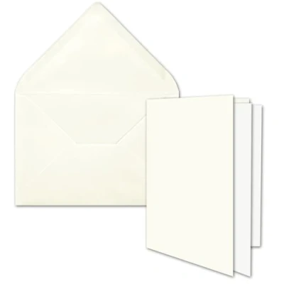 Abbildung von 10x DIN B6 Faltkarten Set naturweiß 115 x 170 mm 11,5 17 cm Doppelkarten mit Umschlägen und Einleger Papier FarbenFroh by GUSTAV NEUSER