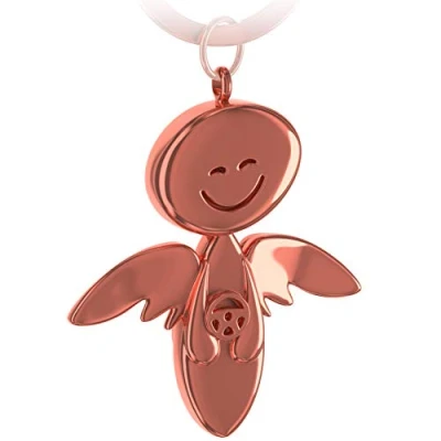 Abbildung von FABACH Schutzengel Schlüsselanhänger Smile mit Lenkrad Edler Engel Anhänger aus Metall in glänzendem Silber Geschenk Glücksbringer Auto Führerschein Fahr vorsichtig