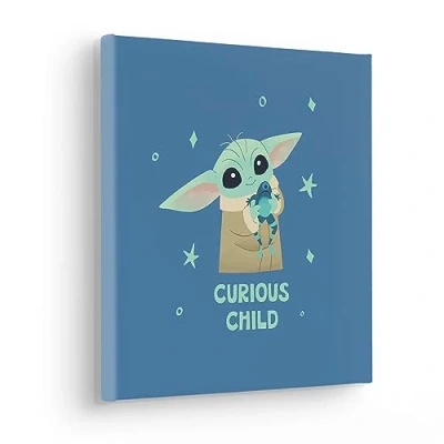 Abbildung von Komar Leinwandbild »The Mandalorian Little Grogu Curious Größe 30 x cm«, Disney, (1 St., cm (Breite Höhe), Keilrahmenbild mit Echtholzrahmen, Kinderzimmer