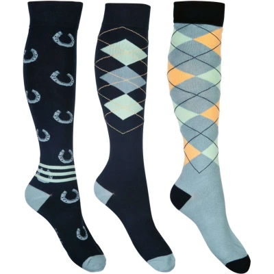 Abbildung von HKM Reitsocken Cardiff Set von 3 Dunkelblau Sage 30 34